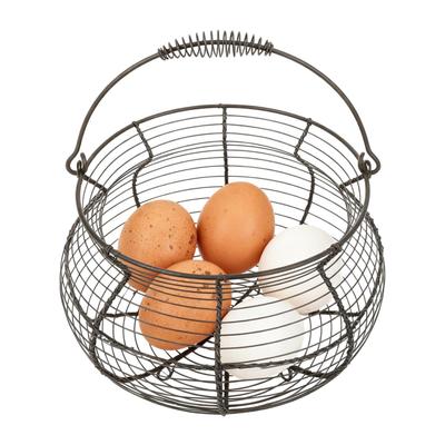 Runder Bauch Draht-Eierkorb Vintage Geflochtener Aufbewahrungsständer Mit Griff Oster-Theken-Eierhalter Zum Sammeln Frischer Eier