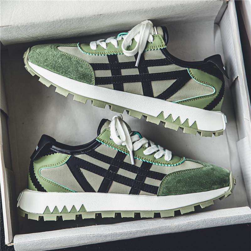 

«Модные легкие повседневные спортивные кроссовки на толстой подошве для мужчин на весну» 44 белый/зелёный