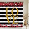 Love Red Rose Shower Curtain Bath Screen Waterproof Fabric Bathroom Decor Large Size 240X180 Valentine's Day Shower Curtains