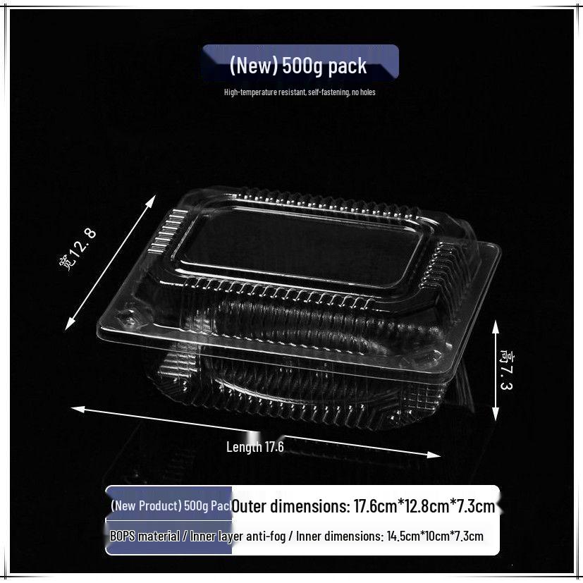 Transparent Disposable Plastic Box with Lid for Fresh Fruit, Roast Duck, Cake, or Strawberries.