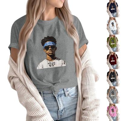 Women's Round Neck Casual Fashion Print Short Sleeve T-shirt Top