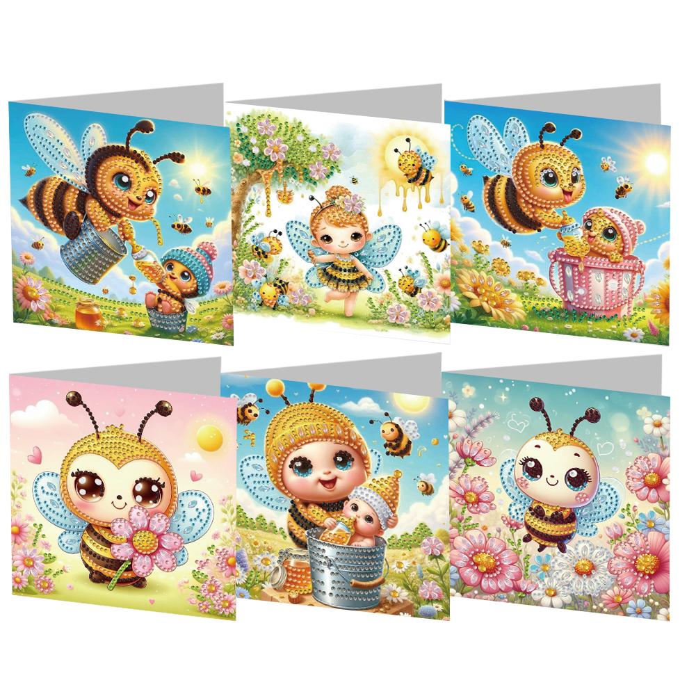 

6Pcs Dogs Rhinestone Painting Card Kit Diamond Daily Wish Card Diamond Painting Greeting Card for Holiday Party Favors