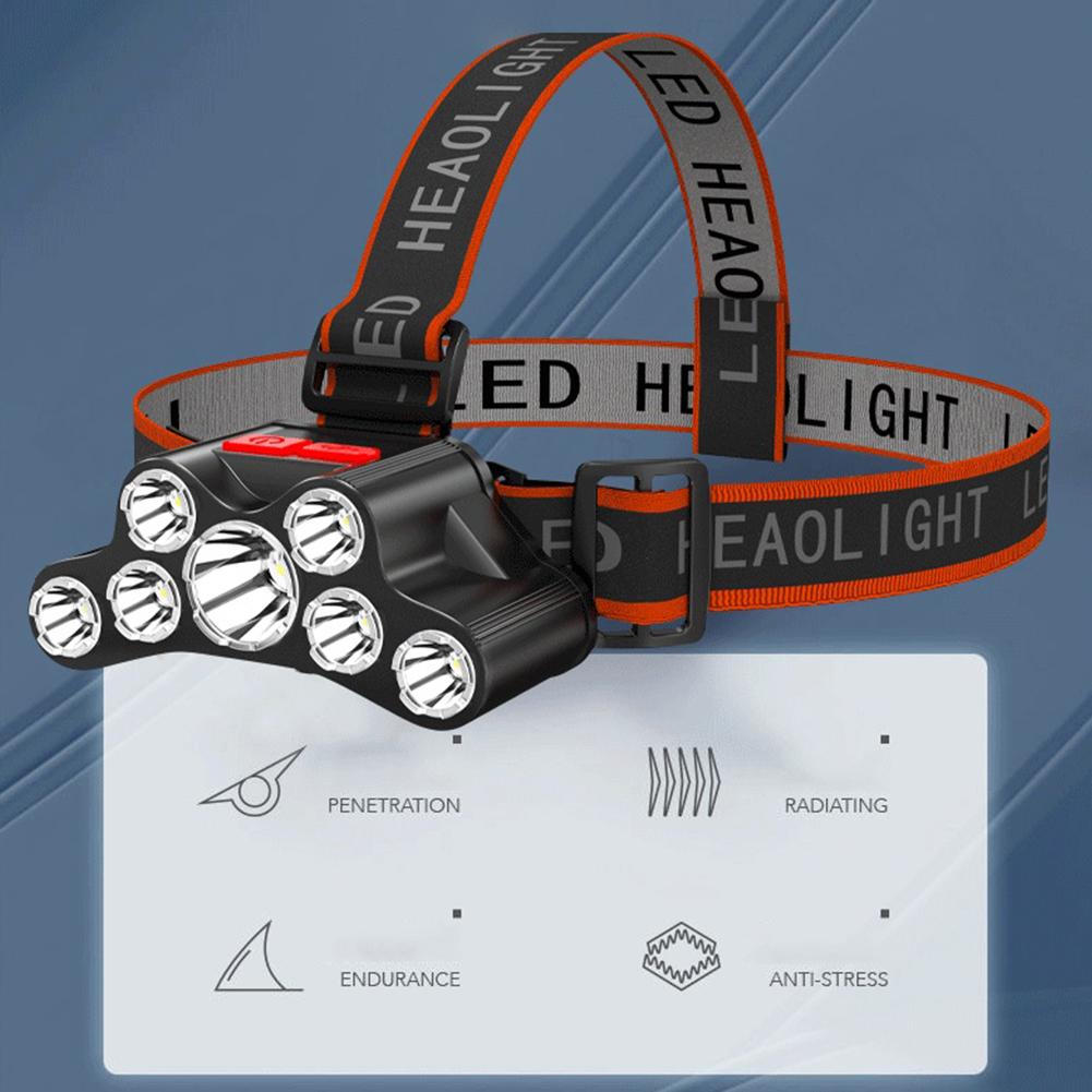 High Brightness Head Light 7 LED Flashlight USB Rechargeable 300LM Torch Cycling Light Waterproof Camping Hiking Headlamps