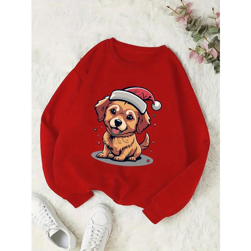 Weihnachts Welpen Mädchen Rundhals Sweatshirt