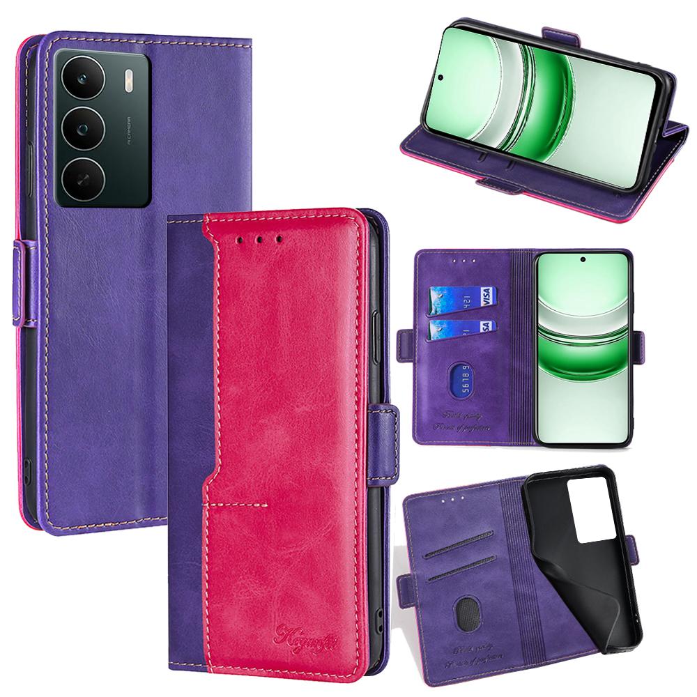 For Realme C71 4G Case Contrast Color Wallet Foldable Stand Leather Phone Cover