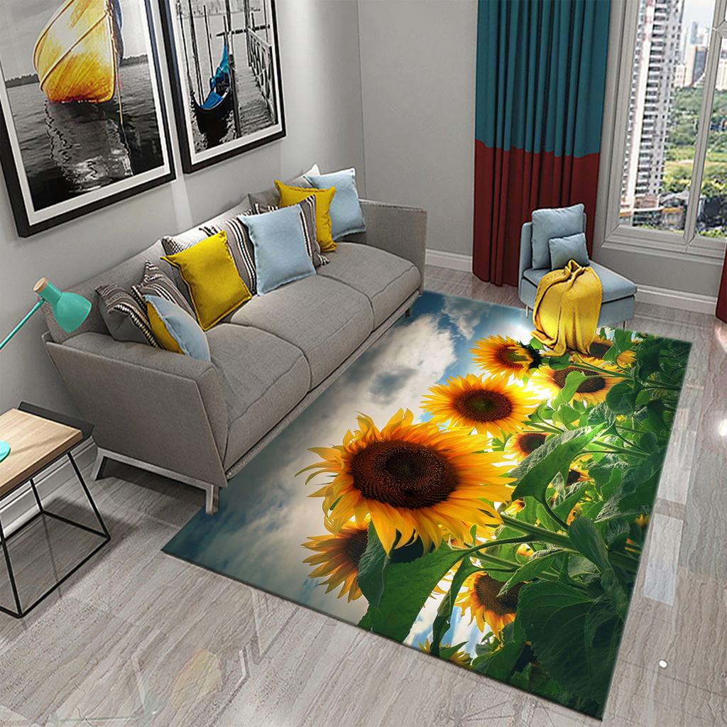 3D Sunflower Pattern Home Carpets for Living Room Bedroom Bathroom Kitchen Rug Kid Room Play Large Carpet Child Crawl Floor Mat