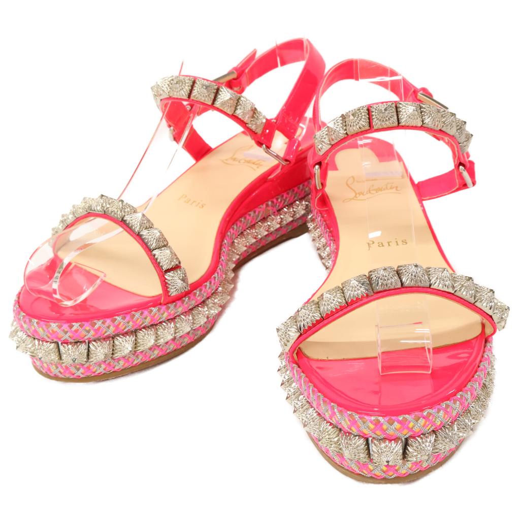 Christian Louboutin [Excellent Condition] Patent Leather Pirariado Studs Shoes 39 Pink / SilverUsed