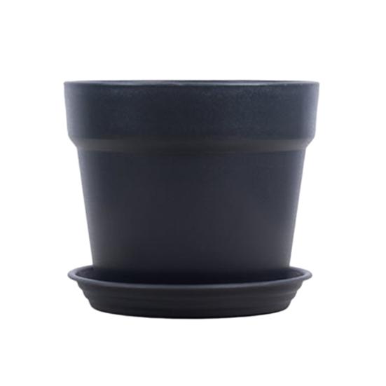 Pot with Drainage Holes Plastic Flowerpot with Saucer Modern Flower Pot чёрный