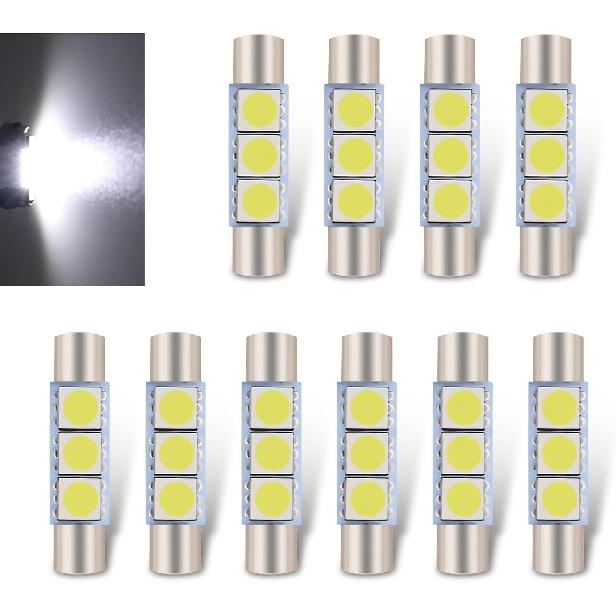 10PCS T6 Car LED Reading Light, 5050-3SMD Flat Head Dual Tip 180° Lighting Lamp, 12V Plug and Play Interior Lighting Kit, Universal for Car Sun