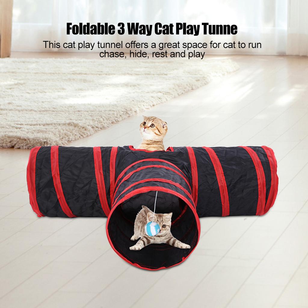 Vikbar 3-vägs kattlektunnel Leksak Inomhus Utomhus Husdjur Interaktiv Träningsleksak 03#