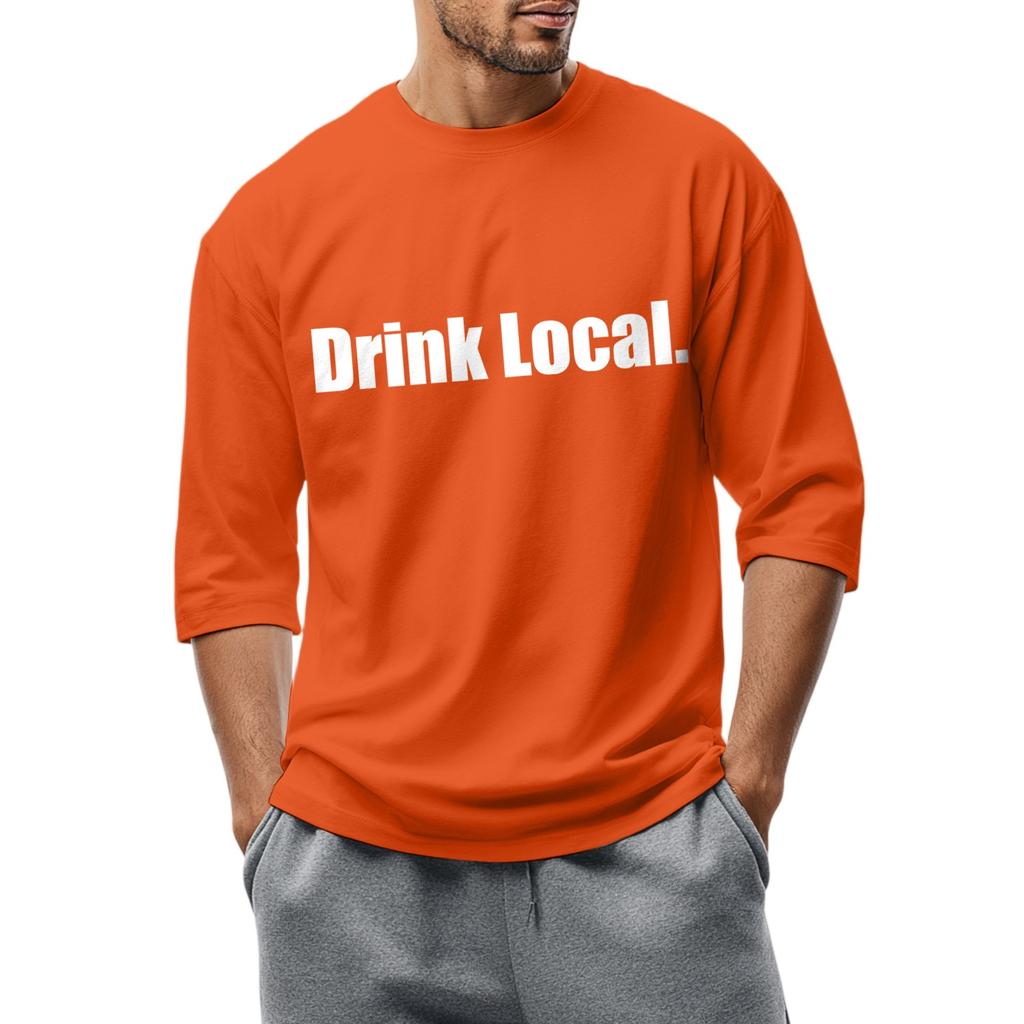 Men's fashionable casual round-neck three-quarter sleeve top T-shirt