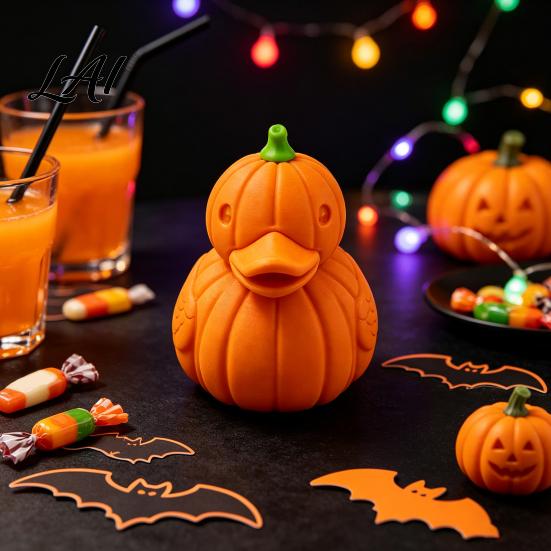 Kleine ästhetische Heimdekoration Halloween Kürbis Ente Figur 3D Gedruckt Niedlich Herbst Herbst Schreibtischornamente Statue Thanksgiving Ornament Garten
