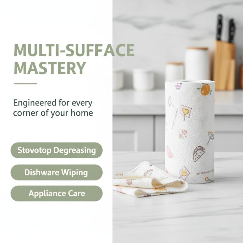 50/100Pcs/Roll Dishcloth Absorbent Thickened Kitchen Paper Dry Wet Use Non Greasy Random Pattern For Sink Cleaning Dishwashing