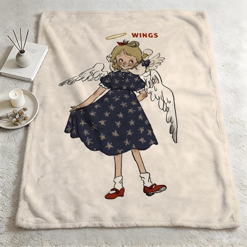 culture T-Tokio Hello-o Throw Warm Soft Flannel Blanket, Multi-use for Sofa Bed Camping Travel Nap 75cmx90cm