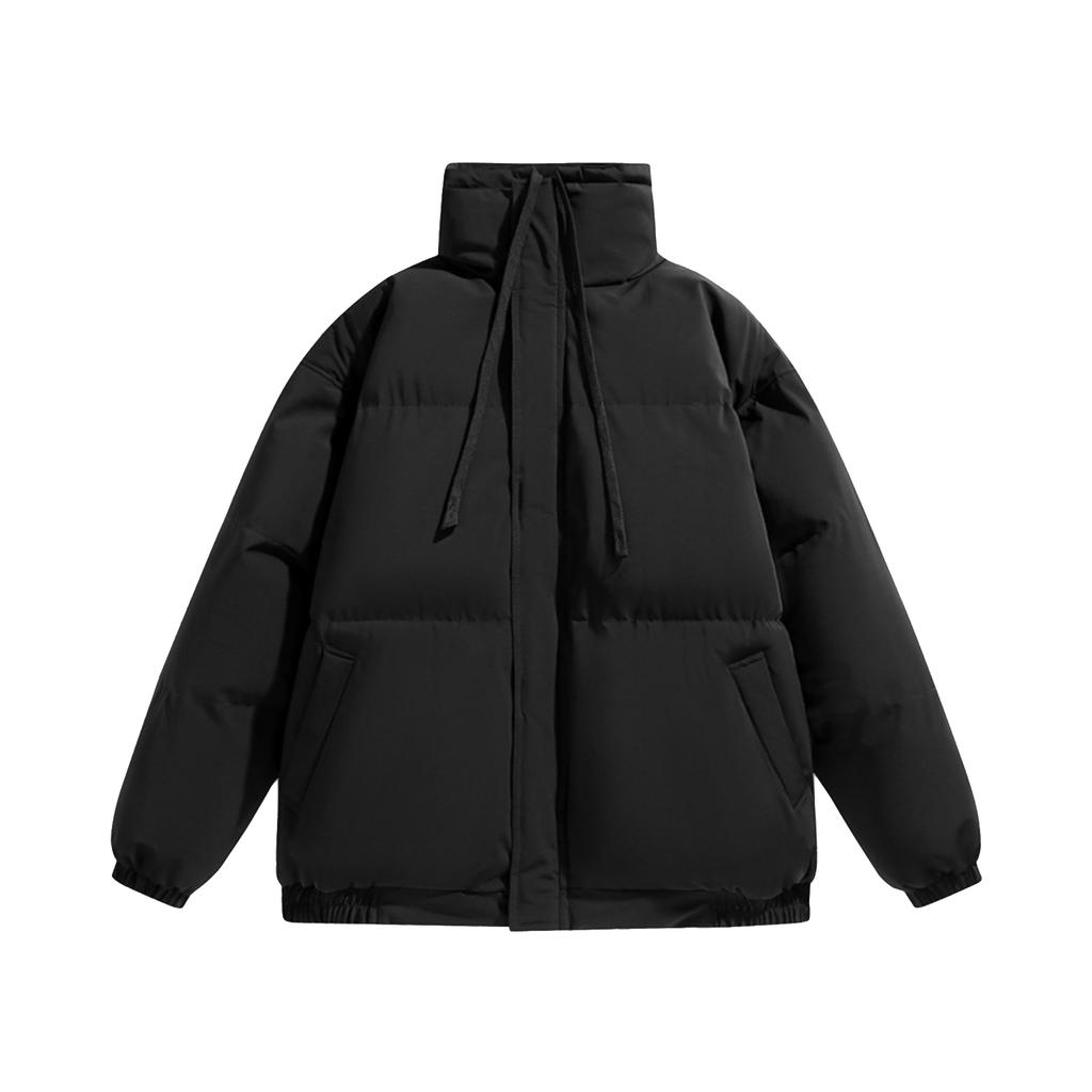 Men's Casual Solid-color High-neck Zipper Cotton-padded Jacket, Men's Thickened Cotton-padded Warm Bread Jacket Jacket