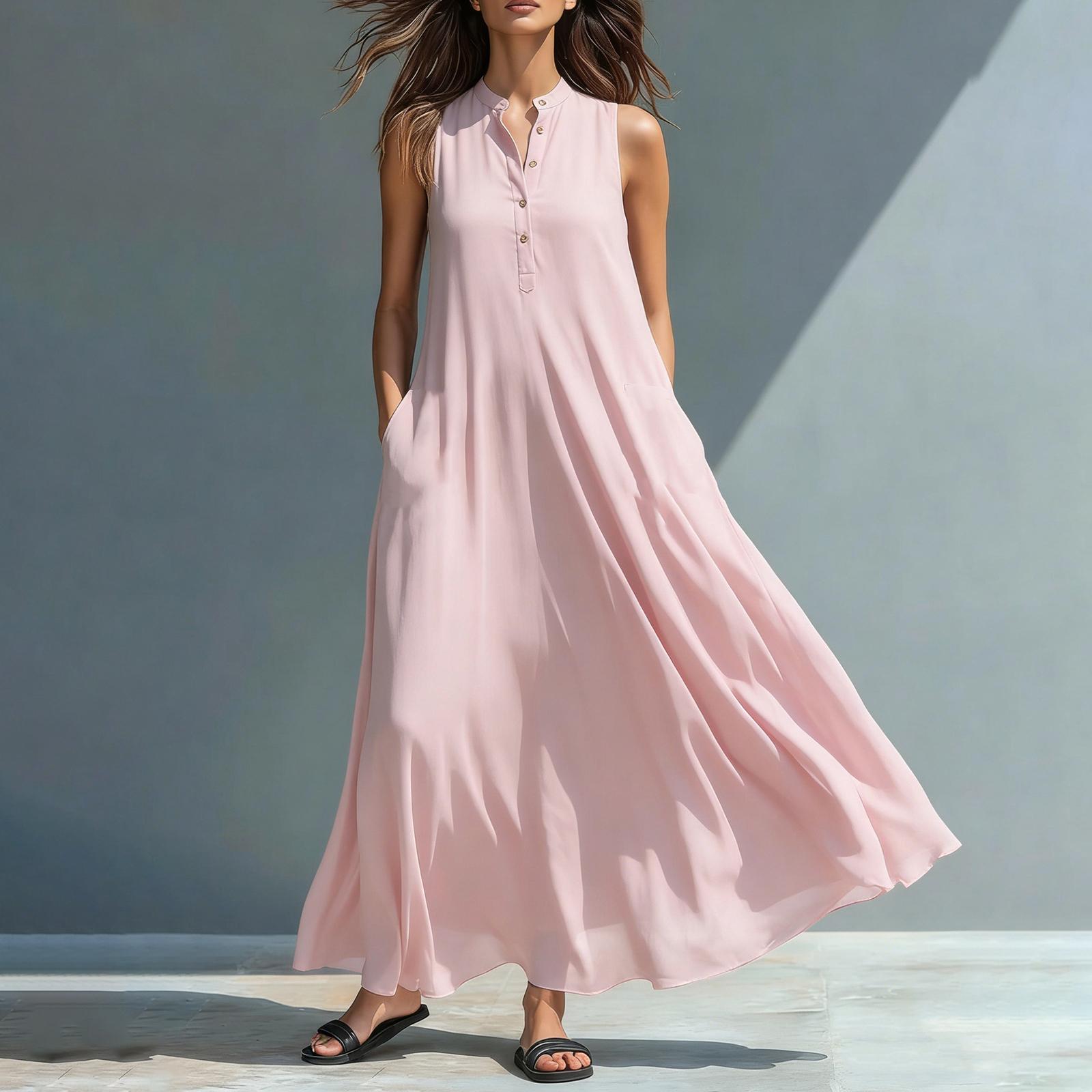 

Ladies Casual And Fashionable Vest Dress, Mid Length Dress With Temperament XXL рожевий
