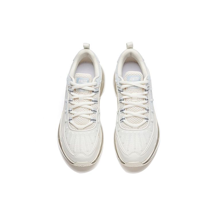 Anta Lifestyle Series Fabric Shock Absorbing Non-Slip Wear-Resistant Breathable Low-Top Casual Shoes Women Sneaker Ivory-White 922125506-1