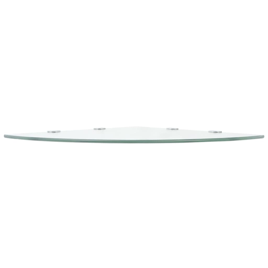 Corner Wall Shelves 2 pcs with Chrome Colored Brackets Transparent Glass