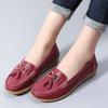 Large Size 44 Genuine Leather Flats, Flat Heels, Soft Sole Loach Shoes, Women's Lofty Shoes, Mom Shoes, Wedge Heel Balance