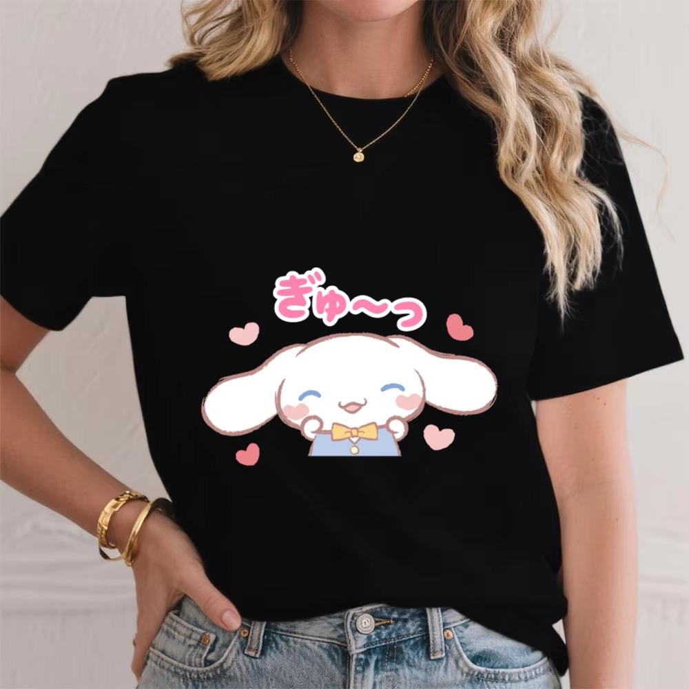 

2026 Summer Cinnamoroll Tight Hug Print Cotton T Shirt for Women Casual Comfort Soft Breathable Short Sleeve Summer Top S