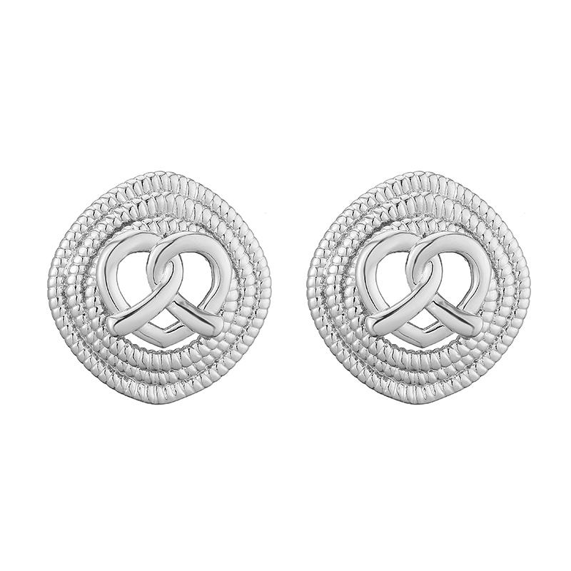 

HECHENG, Simple Retro Copper Hollow Luxury Alkali Knot Shape European And American Style Ladies Party Banquet Earrings 1 Pair Other мідний