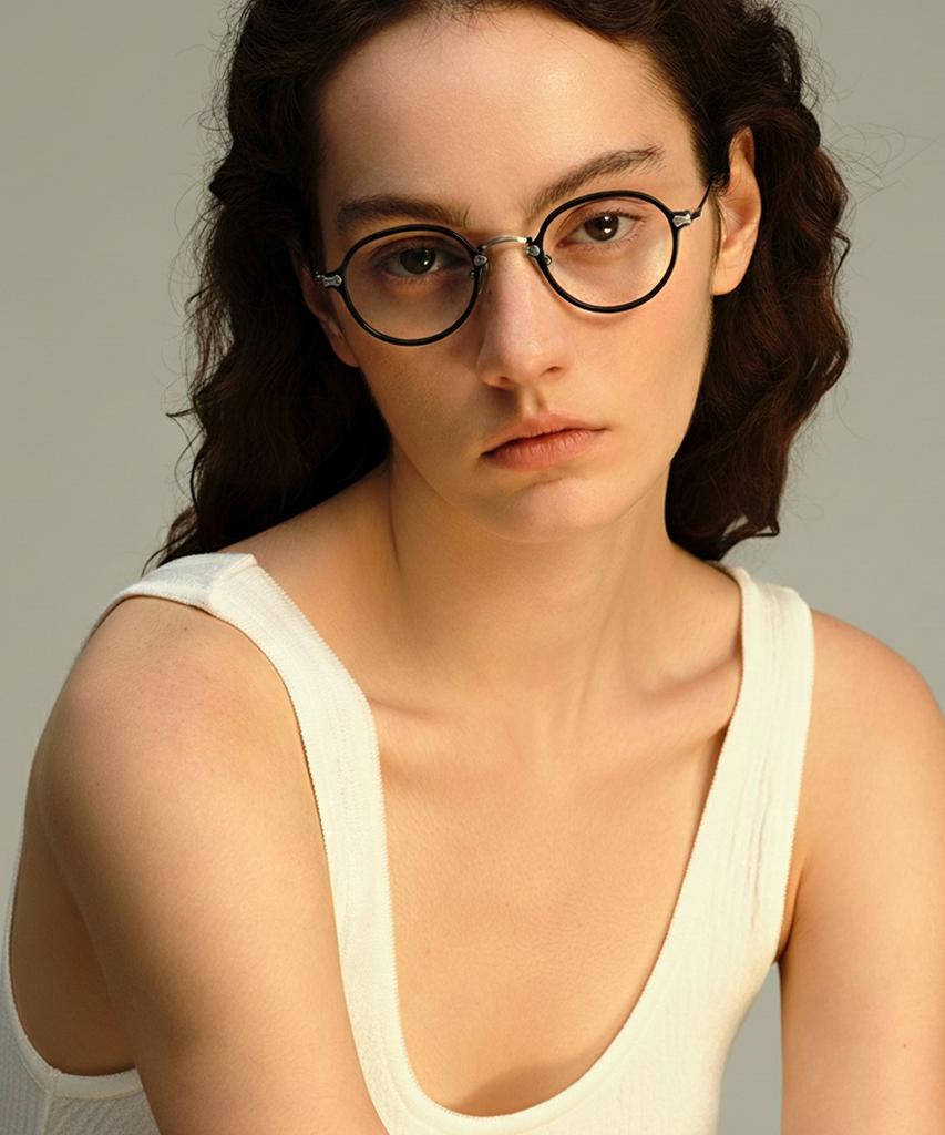 Lingkeonpeuleim 0706 Mad Craft Pure Titanium Eyeglass Frame Gold
