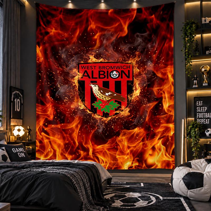 Wall Hanging Tapestry West Bromwich Albion Football Print Cloth for Living Room Bedroom Home Decor