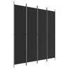 4 Piece Black Folding Screen 200 x 220 cm Fabric