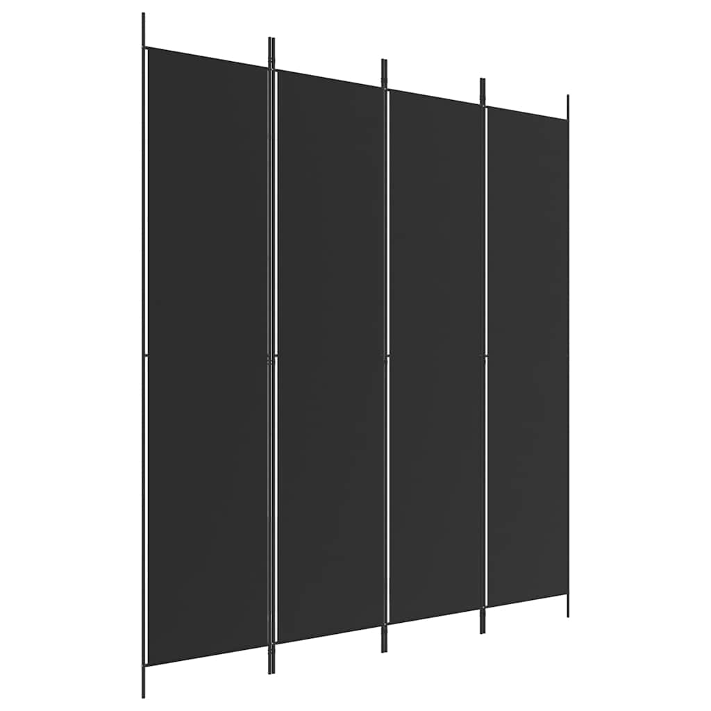 4 Piece Black Folding Screen 200 x 220 cm Fabric