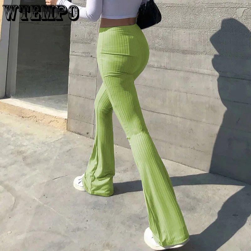 Solid Hot Y2K Woman Pants Aesthetic Fashion Streetwear Women Clothes Slim High Waist Sexy Bell Bottom Long Flare Tights