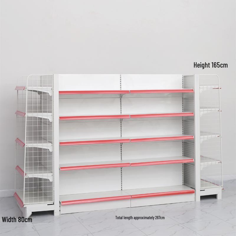Adjustable Supermarket Display Rack for Snacks and Food, Single/Double-Sided, Ideal for Convenience Stores and Mother & Baby Products.