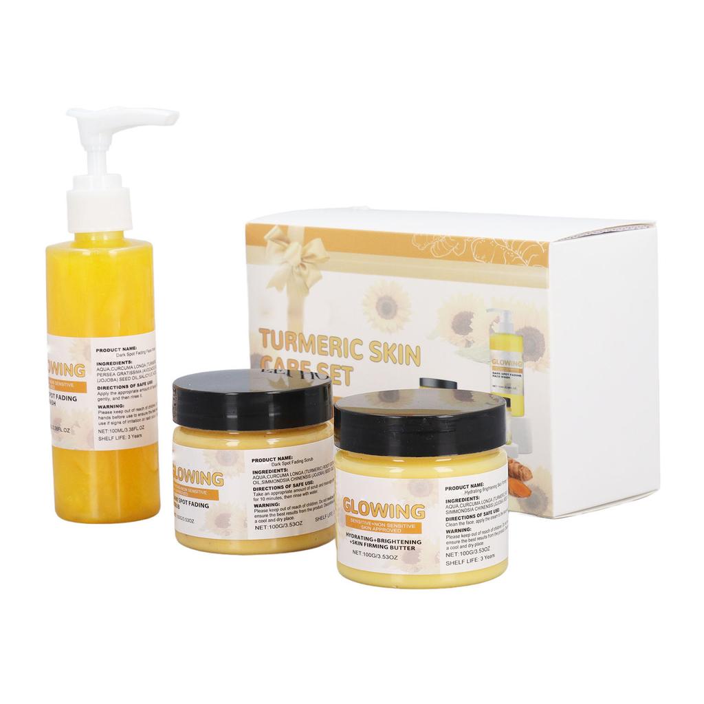 3Pcs 1 Set Turmeric Skin Care Set Moisturizing Tightening Nourishing Face Care Set for Women Gift