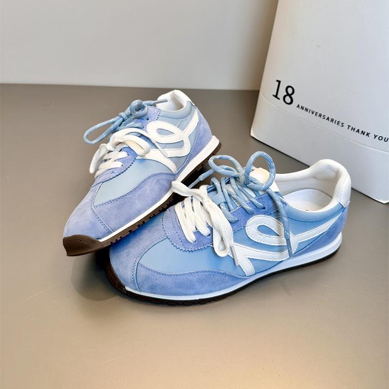 

Keep version~ retro soft leather lace-up Forrest Gump shoes women s flat spring and summer new versatile casual moral training shoes little white sho 40 синий