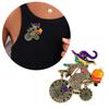 Detailed Witch On Pumpkin Brooch Lightweight Metal Accessory For Fall Fashion Costume