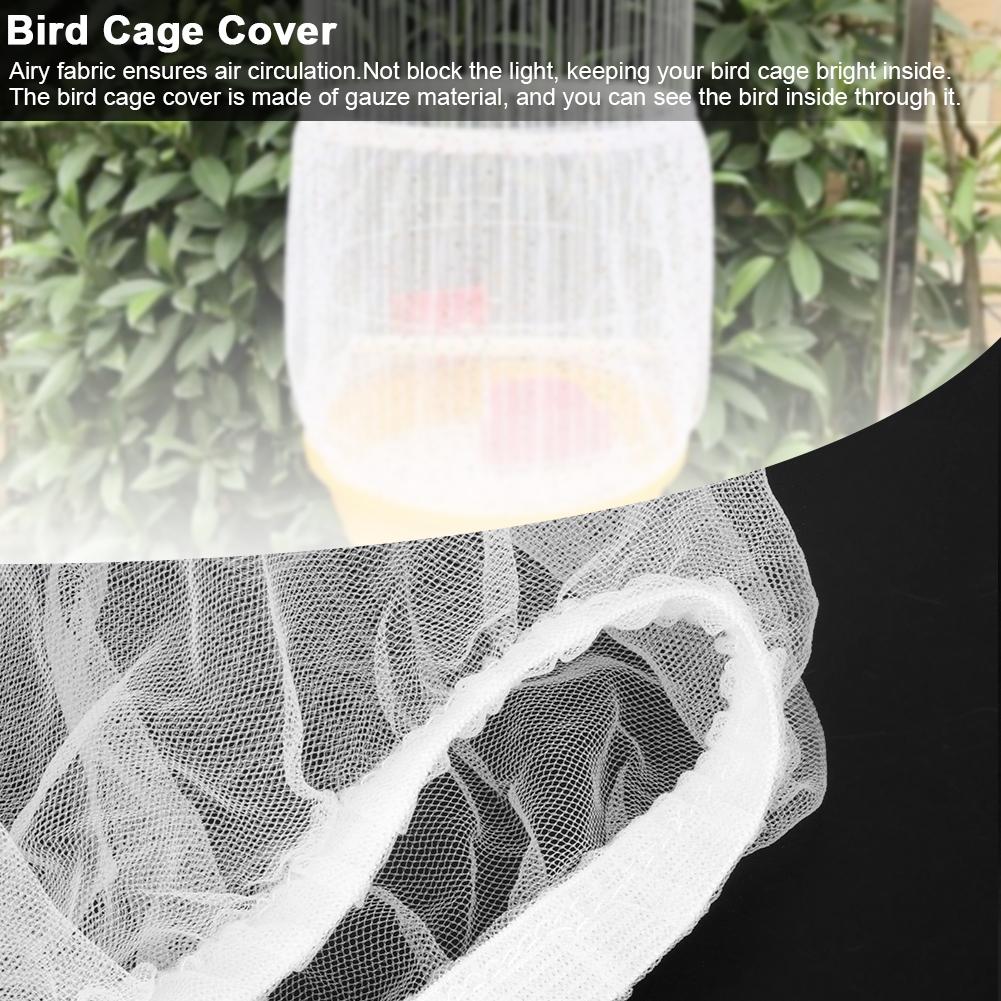 Bird Cage Accessory Machine Washable Airy Mesh Net Fabric Cover Seed Catcher Guard (White)Small
