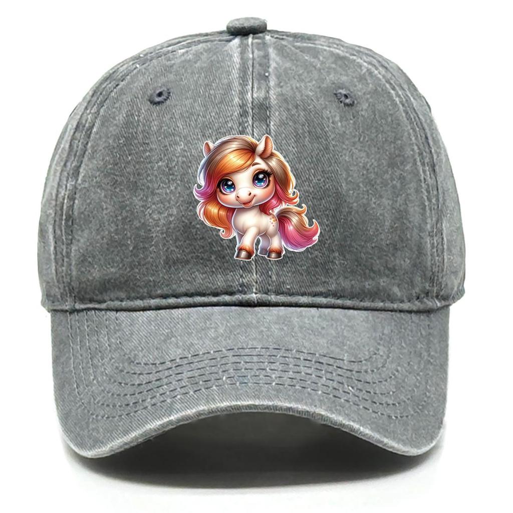 Unicorn Print Snapback Sun Hat, Animal Dad Hat Solid Color Raw Brim Casual Inelastic Adjustable Baseball Hat