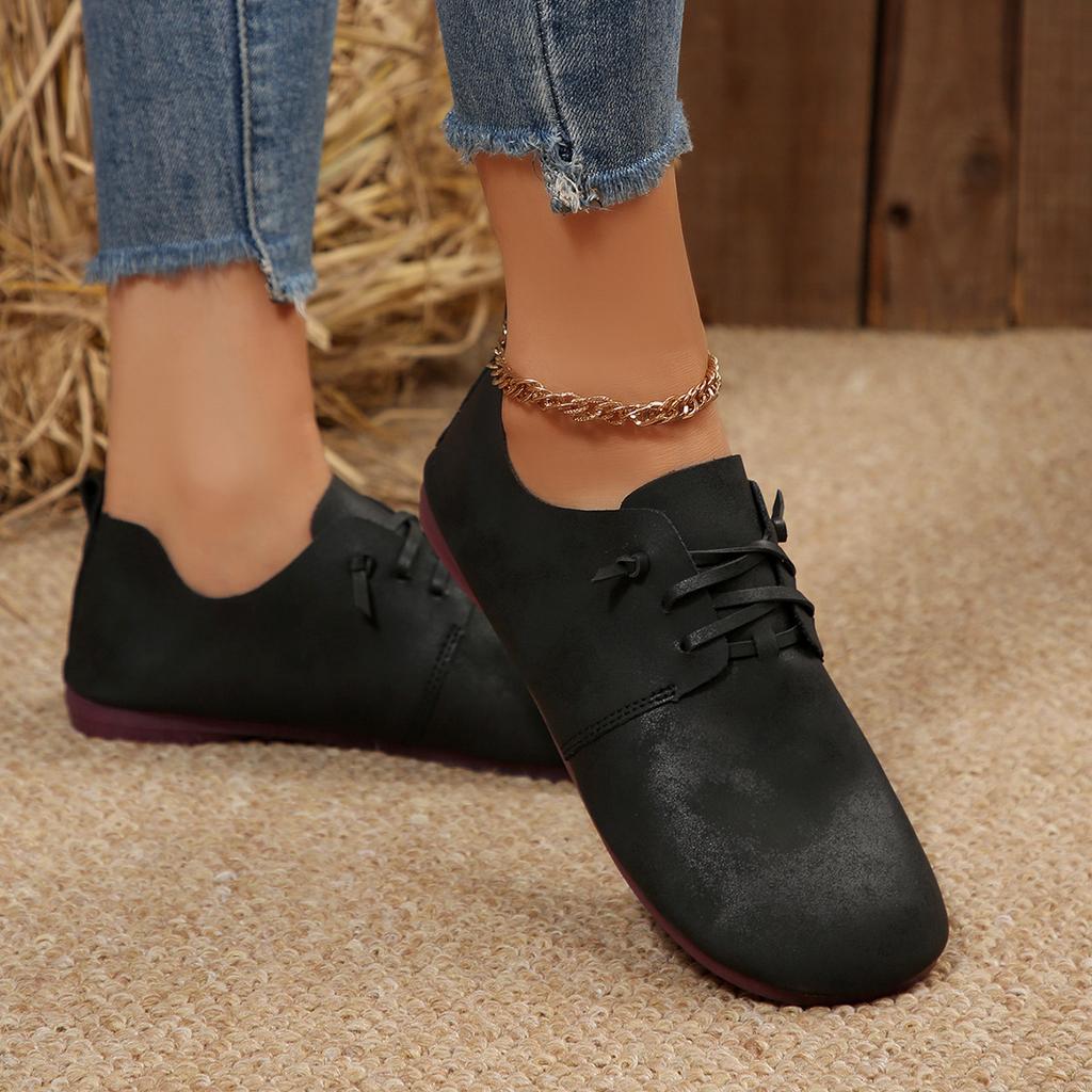 Fashion Woman Shoes Flat Heels Casual Shoes for Women's 2025 New Elegant Autumn Flats Women Footwear Casual Lace Up Solid Color Sneakers