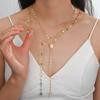 2 Pcs/Set Y-Shape Tassel Chain Multi-layered Necklace for Women Vintage Colorful Crystal Cross Necklaces Daily Wear Jewelry Gift