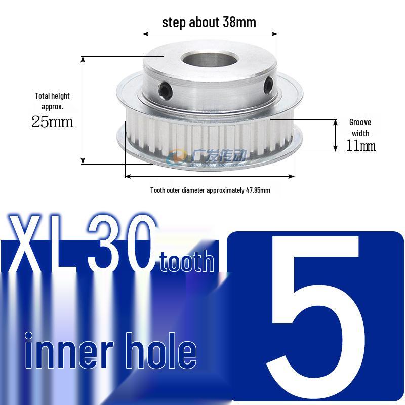 Synchronous Pulley XL, 30 Teeth, BF Type, Groove 11mm, Keyway Bore 5-25mm, Boss with Setscrew