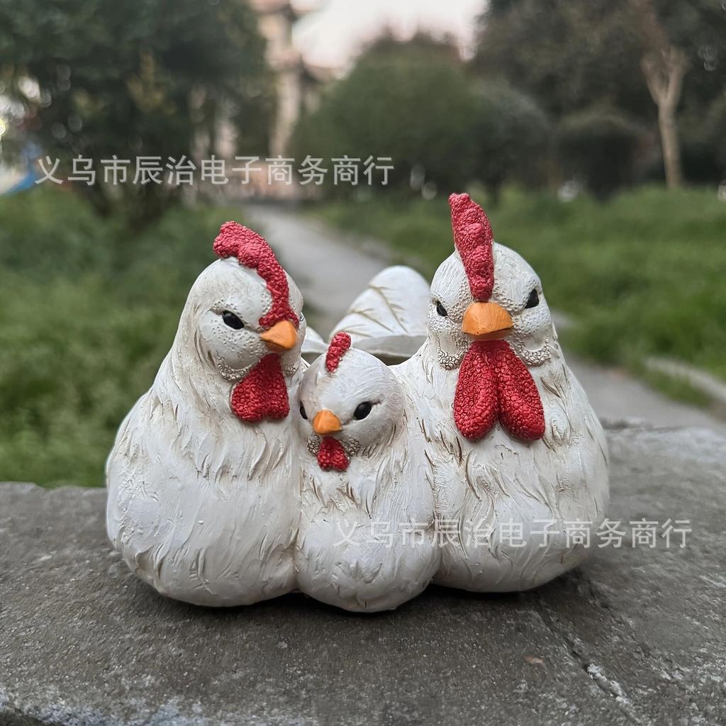 New three chickens, resin chicken, family chicken statue, home courtyard, farm kitchen, decorative animal statue