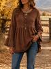 Women V Neck Ruffle Sleeve Blouse Casual Loose Fit Frill Tunic Top
