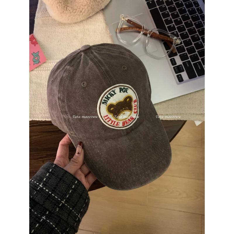 

Японская Ретро Старая Стирка Мультяшный Медведь Мягкий Верх Бейсболка для Женщин Весна и Лето Повседневная Универсальная Милая Бейсболка Adjustable