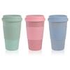 Eco-friendly Coffee Tea Cup Wheat Straw Travel Water Drink Mug with Silicone Lid Drinking Mugs