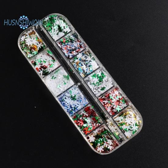 1 Box Christmas Nail Glitter Sequins Snowflake Pentagram Pattern Irregular Shape Festive Manicure Accessories
