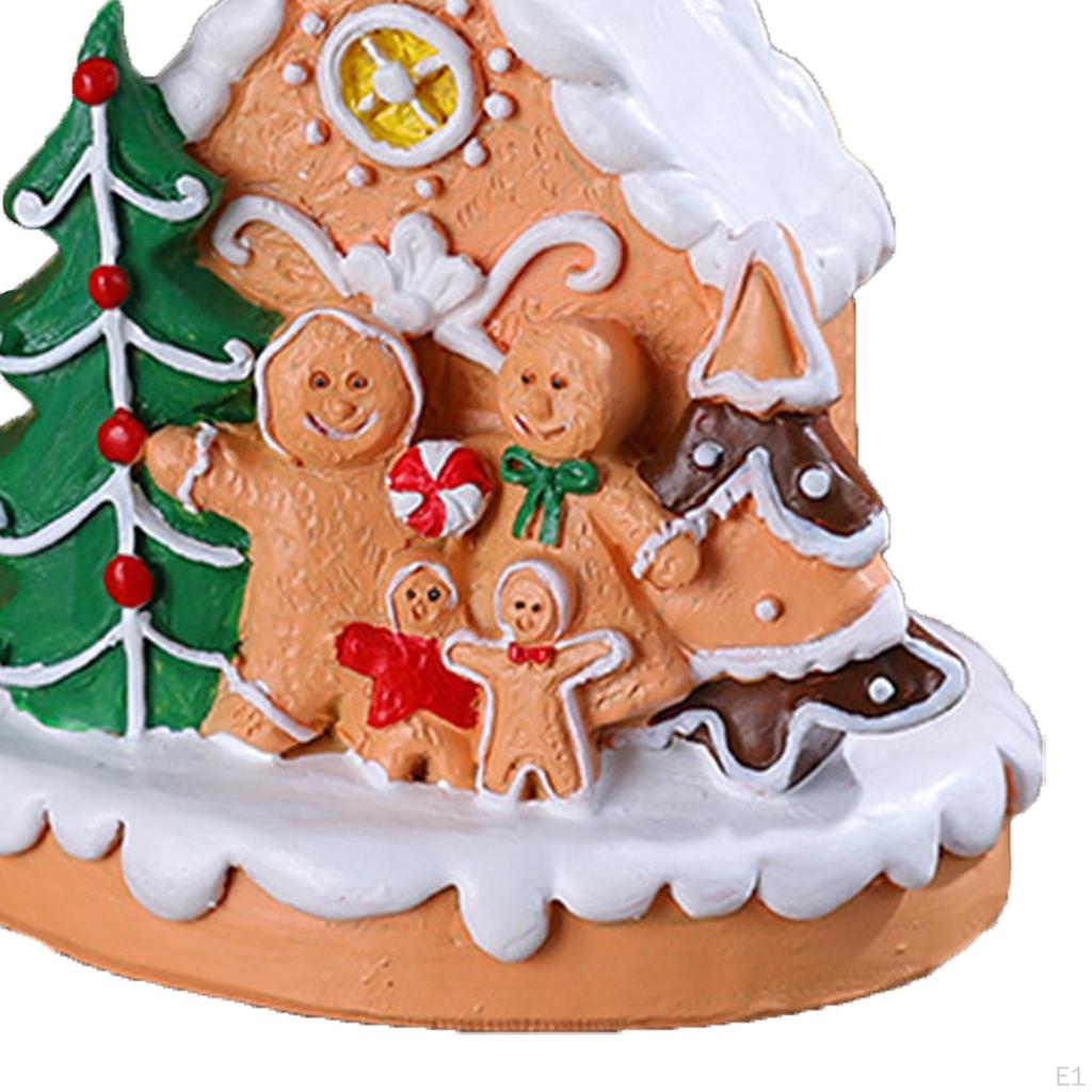 Christmas Gingerbread House Figurine Snow Resin Crafts Decor for