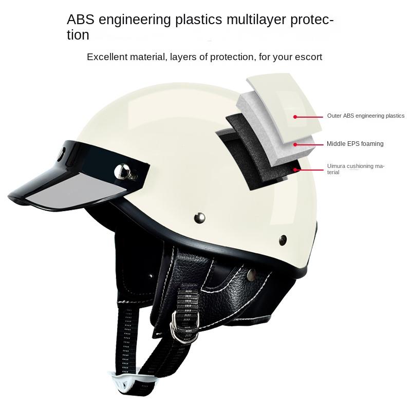 Vintage Half-open Motorcycle Helmet Off-road Motorcycle Accessories Motorcycle Helmet 3/4 Retro Helmet Winter