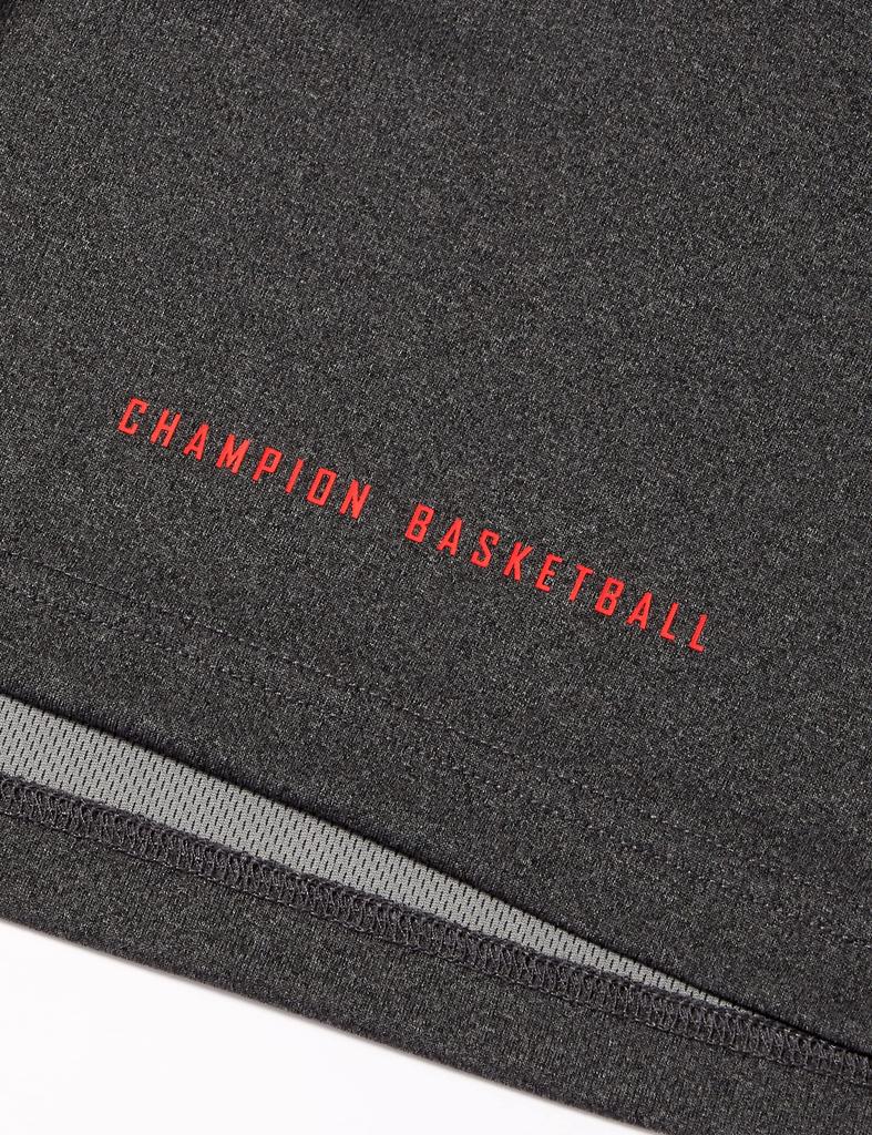 Champion Basketball Short Round Odor Quick Graphic Logo Heather Size 140 Kids' T-Shirt, Sleeve, Neck, Antibacterial, Resistant, Drying, Print, Black,