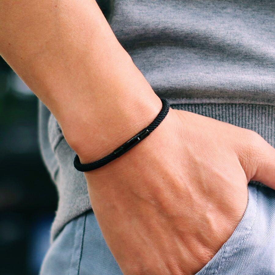 Minimalist Elegance Rope Bracelet Men Grade A 4mm Thread Braslet Homme Stainless Steel Buckle Pulseiras Masculina Armband Herren