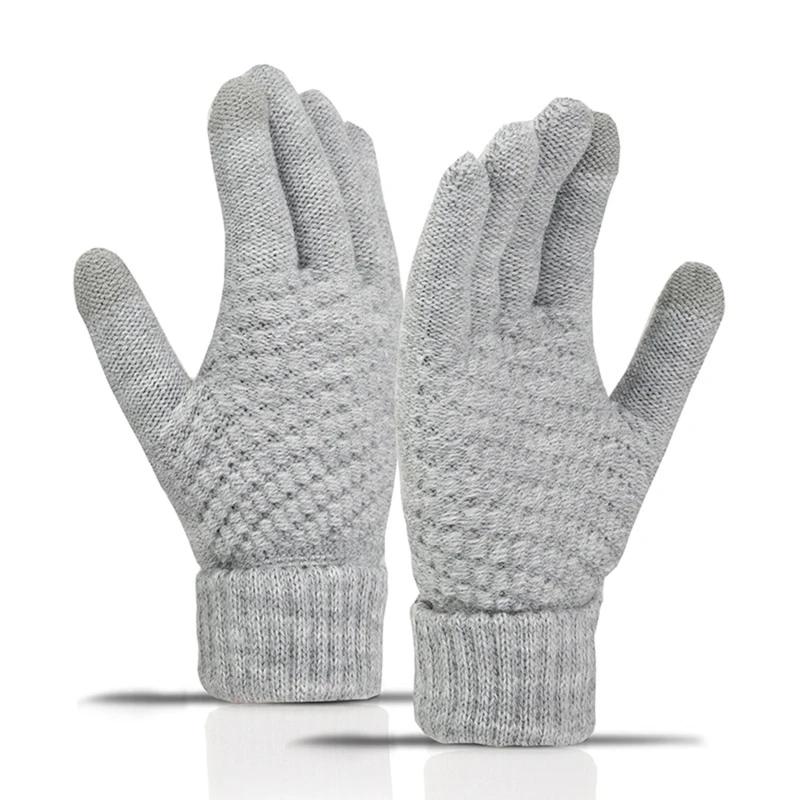 Winter Warm Touchscreen Gloves Thick Fleece Women Men Fashion Knitted Gloves Mittens Pineapple Pattern Gloves Touch Screen