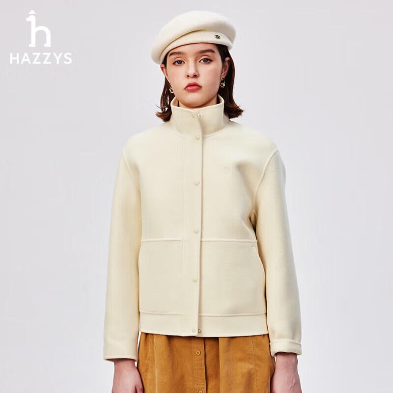 

HAZZYS Women s Stand Collar Short Wool Coat XL